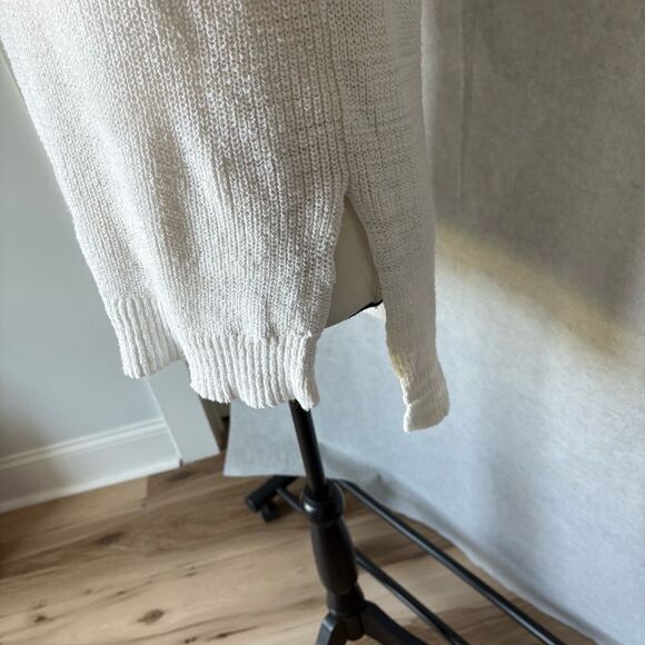 J Crew Sleeveless Knit Top White Ribbed Crew Neck Side Slits Classic Minimalist - Picture 4 of 6